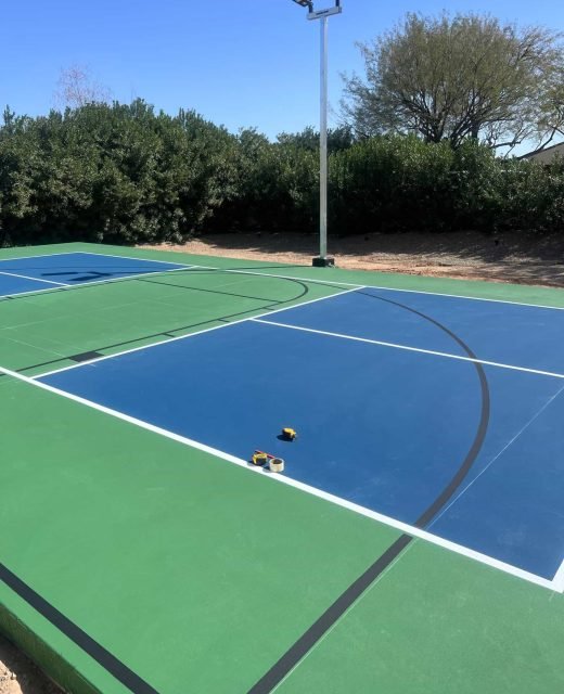 Customized basketball court resurfacing and painting services.