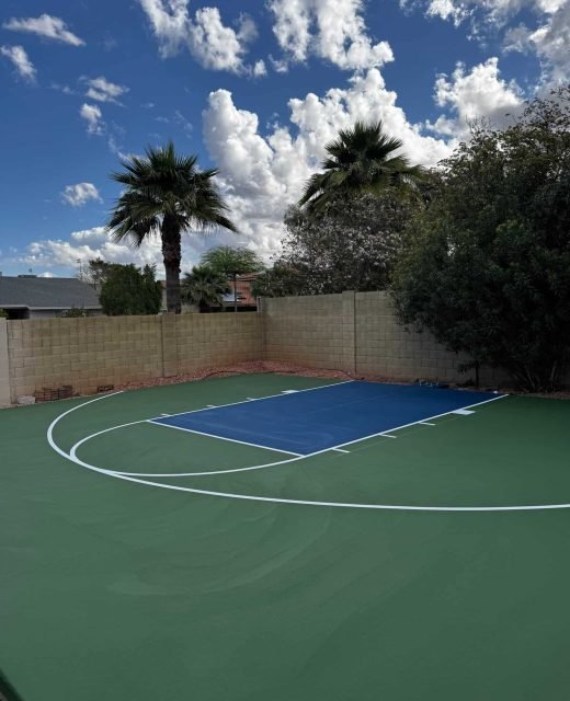 High-quality court painting with durable, weather-resistant coating for basketball courts.